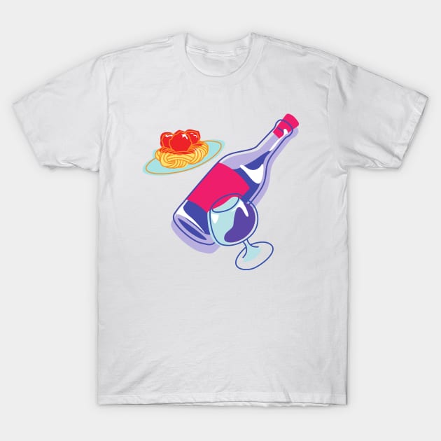 Spaghetti And Wine T-Shirt by After Daylight Project